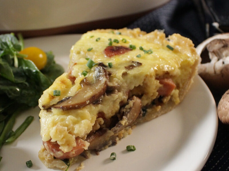 Quiche de Salchicha con Espinaca y Champiñones